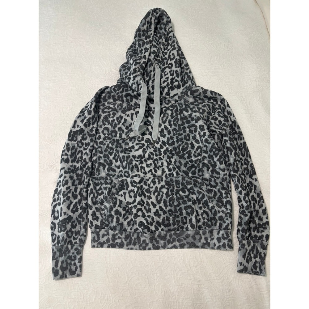 NSF Luv Leopard Print Hoodie Gray Black Animal Print Cotton Sweatshirt Medium